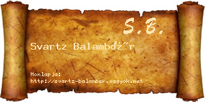Svartz Balambér névjegykártya